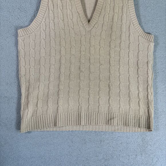 Vintage Sears Kings Road Sweater Vest Cable‎ Knit Tan Size Large Acrylic - Picture 3 of 11